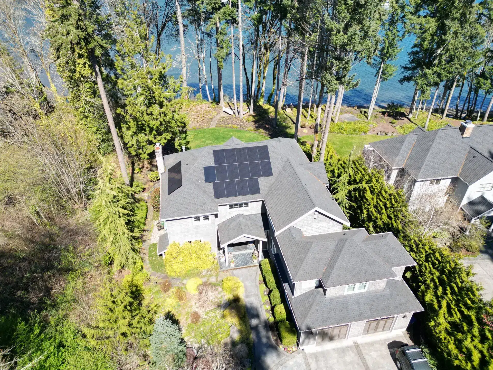Solar panels on a rooftop in Washington